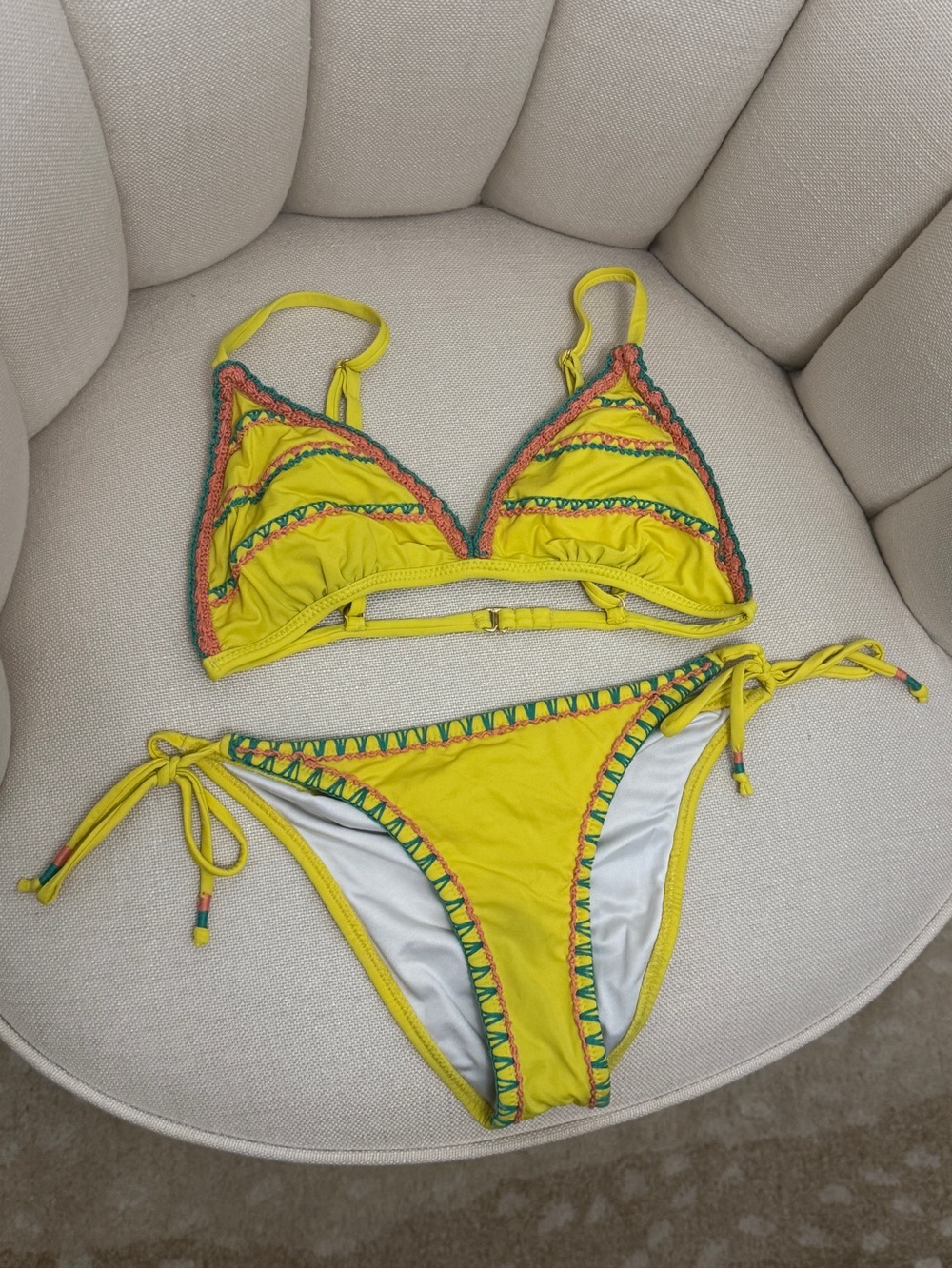 OndadeMar yellow crochet detail bikini